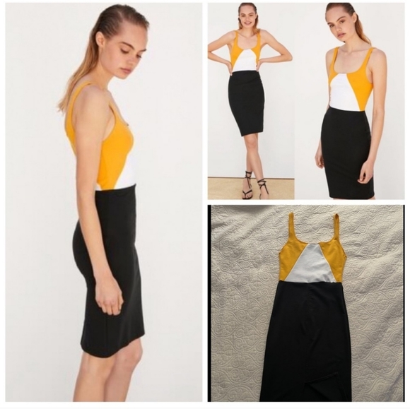 Zara colorblock Low Back Bodycon Dress - Picture 1 of 9